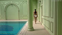 Hottest Russian pornstar Irina strips nude in swimming pool