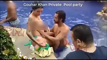 Indian Actress Gouhar Khan Private Pool party