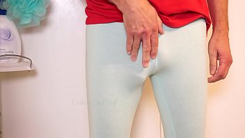Guy Displays Erection in Small Tights-Cock Dribbles Pre-Cum (No Pee Edition )