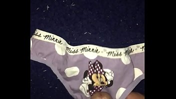 Cum on Minnie Mouse panties thong