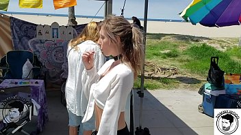 Date on the beach with blonde petite pornstar Daphne Dare