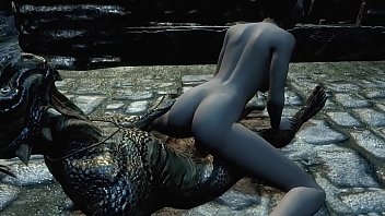 Argonian gets laid with a lonely young woman
