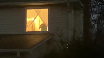 Voyeur watches sexy neighbor through window Part 2