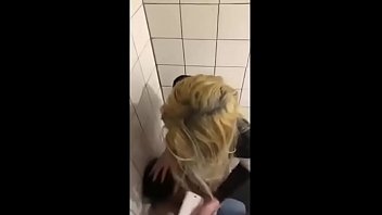 Lesbian teens get caught pussy licking in public toilets