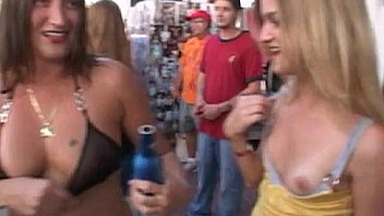 Teen Girl Getting Body Painted in Public