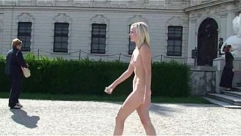 Lucie - Amazing hot blonde babe naked in public streets