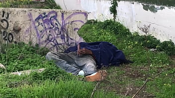 Homeless Dude Wanking in Park
