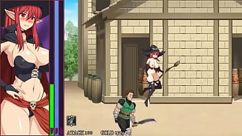 Pretty red haired girl having sex with soldiers in Sorcerer of rev. hentai ryona gameplay