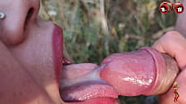 Beautiful slow and hot blowjob of mature blonde in nature - huge creampie in mouth