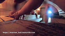 Wife in the sauna teases strangers