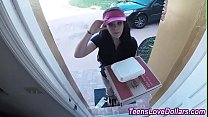 Real pizza delivery teen fucks and gets facial for cash tip