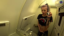 Young slut fucked her tight pussy in the toilet of the plane. Karneli Bandi